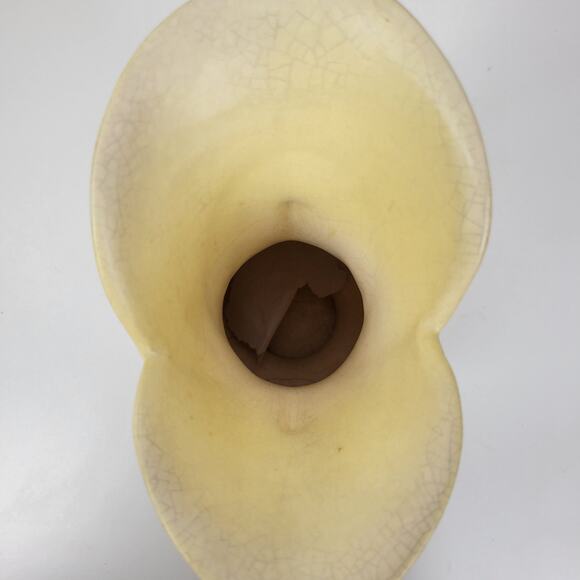 VTG Hull Pottery Magnolia Flower Vase Footed Matte‎ Yellow 2 Handle Art Nouveau - Picture 11 of 16